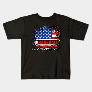 "Stars, Stripes, and Baseball Bats" - A Patriotic Baseball Fan Kids T-Shirt